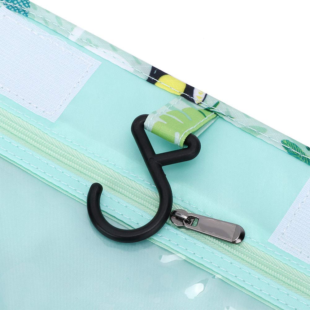 Cocoarm Borsa da Toilette Portatile Borsa per Cosmetici Impermeabile Poliestere e PVC con Gancio per Appendere Organizzatore Multistrato Maniglia Leggera per Viaggi Bagno Trucco 24 X 10 X 20 Cm