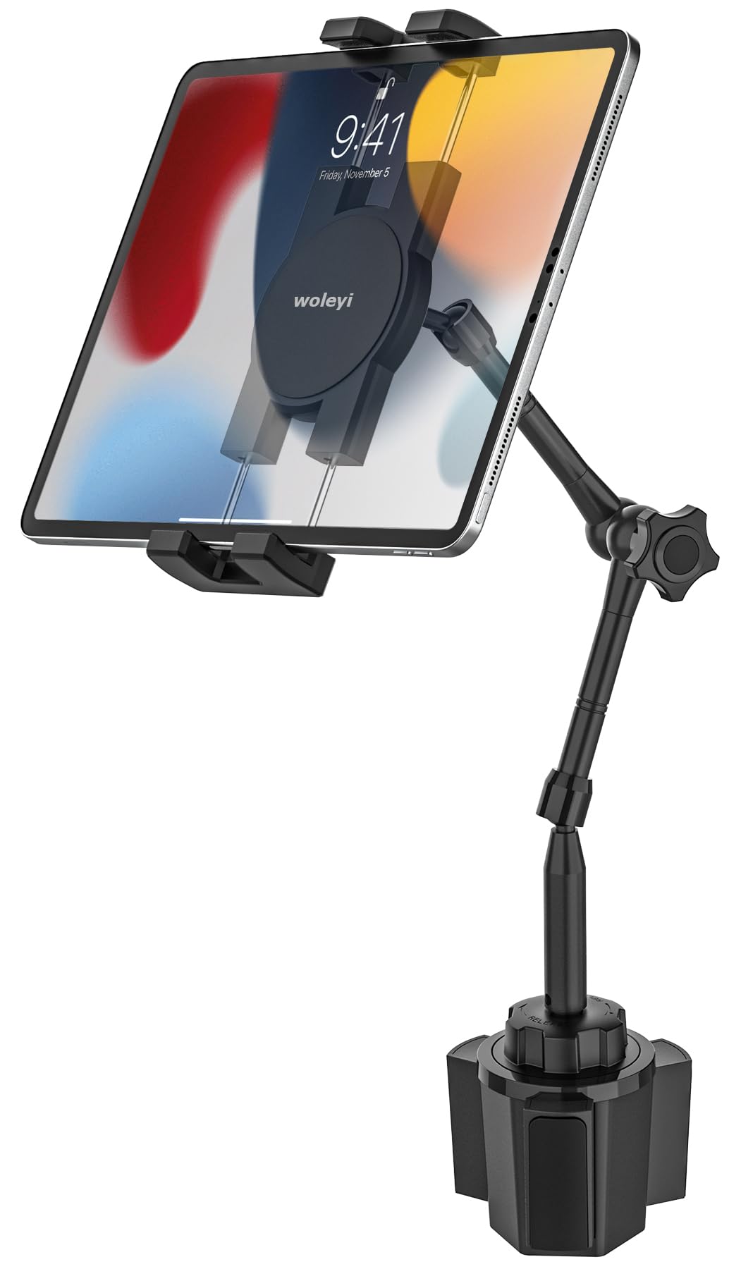 Ultra-elastyczny uchwyt na tablet samochodowy uchwyt na kubek - [Aluminiowe regulowane magiczne ramię] uchwyt na kubek do samochodu ciężarowego na tablety, telefony komórkowe, iPad, Galaxy Tab