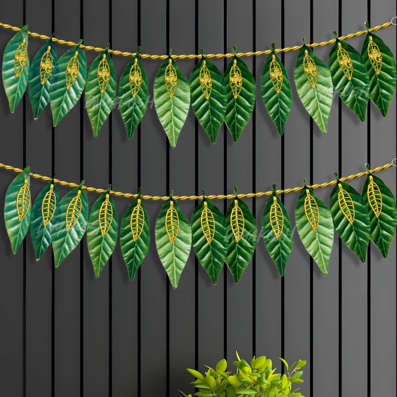 Image of Divyakosh Torans for Entrance, Green Leaf Set of 2, Door Hangings for Home Decoration | Thoranam | Bandhanwar, Toran Size - 38 Inch