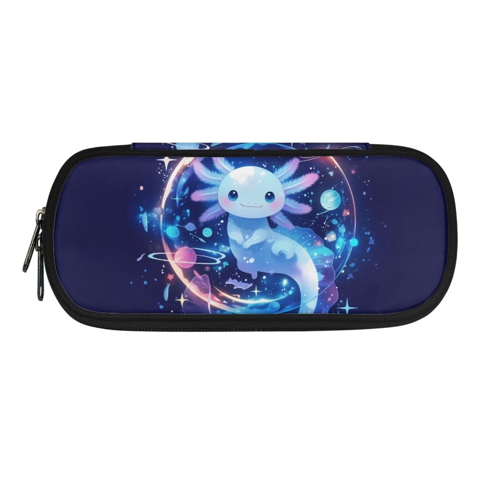 Howilath Axolotl Pencil Case Kids Back to School Solar System Planet Pencil Case Desk Organizer Bag with Compartments Big Pen Bag