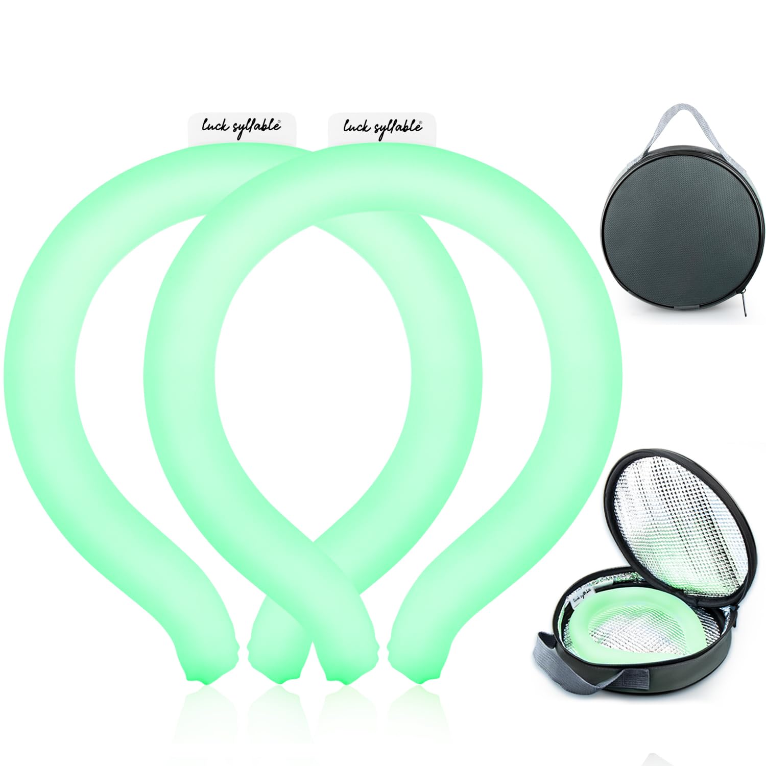 2PCS Neck CoolingTube with Insulated Bag, Reusable Ice Coolers Wearable Body CoolingProducts, Neck Coolers for HotWeather (Green*2)