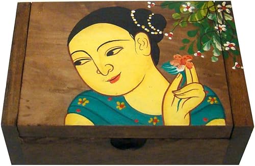 Caja de madera china pintadaRegalos chinos para mujeresCaja de madera china pintada - Doncella