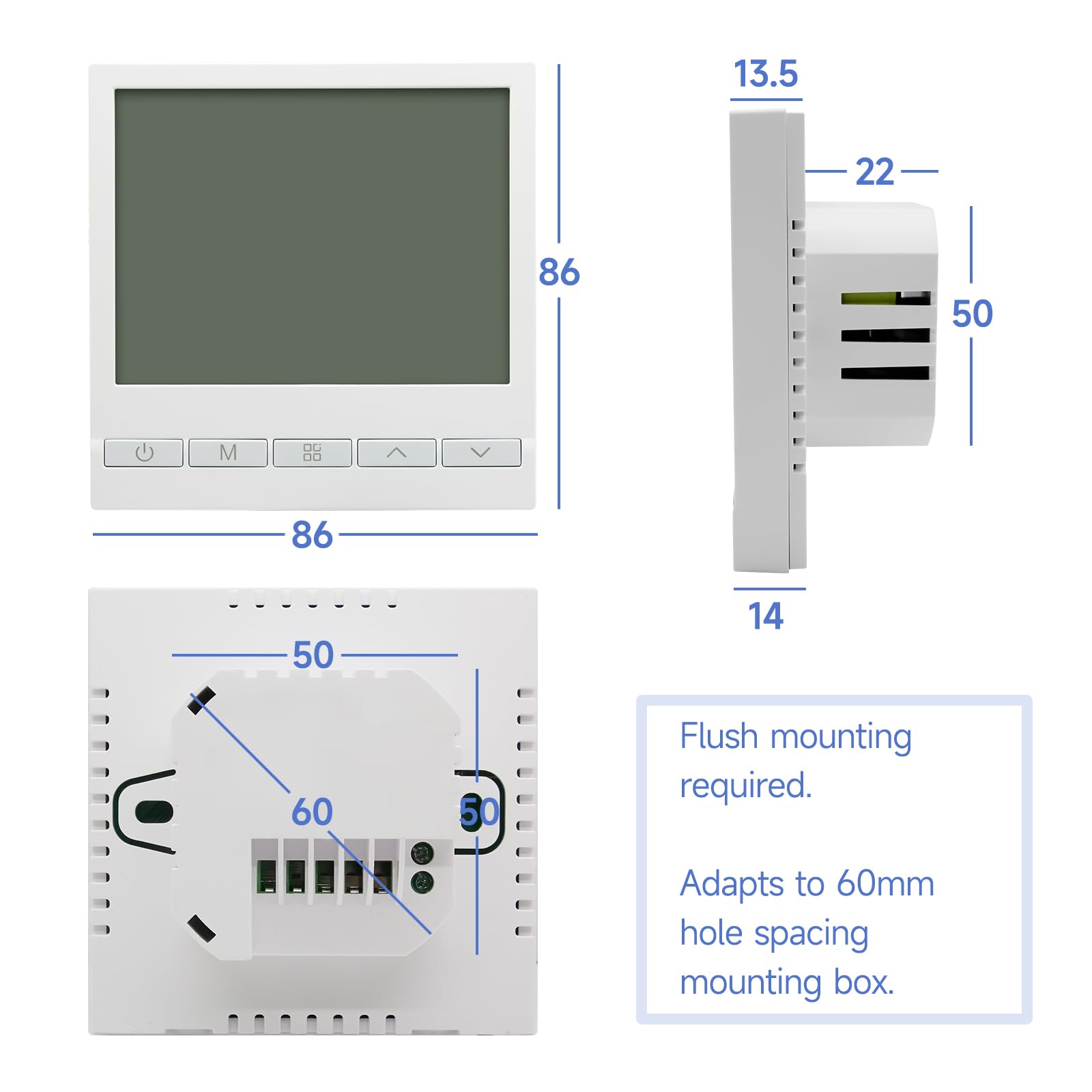 BEOK CONTROLS Termostat grzewczy Programowalny termostat pokojowy Cyfrowy termostat ścienny do ogrzewania wody Ogrzewanie podłogowe 3A TOL47WP