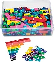 Vista 1 de hand2mind Azulejos de fracción de arco iris de plástico, materiales matemáticos Montessori, manipuladores de fracciones, fracción de unidad, barras