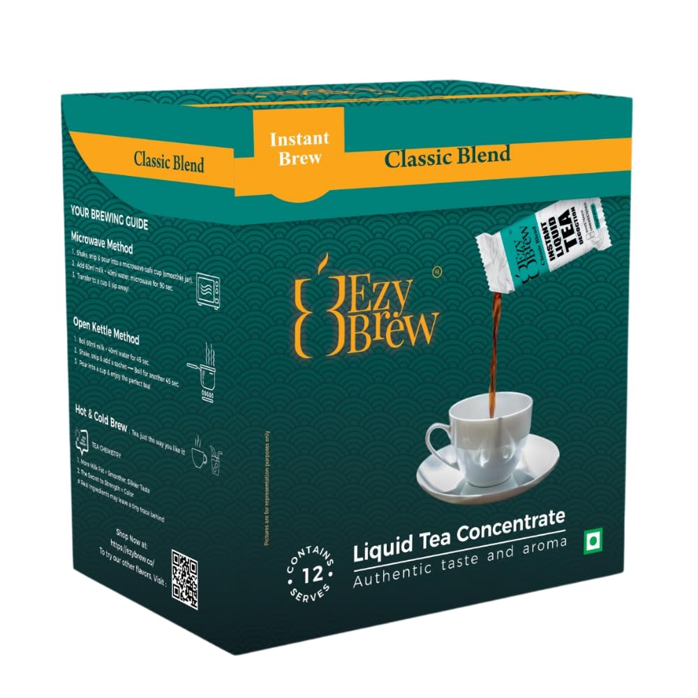 EzyBrew Premium Assam Instant Liquid Tea Decoction | Pre-Brewed Milk Chai Concentrate | Classic Blend | Hot & Iced Chai | Travel-Friendly Premix Tea | 12 Ready-to-Use Sachets 4