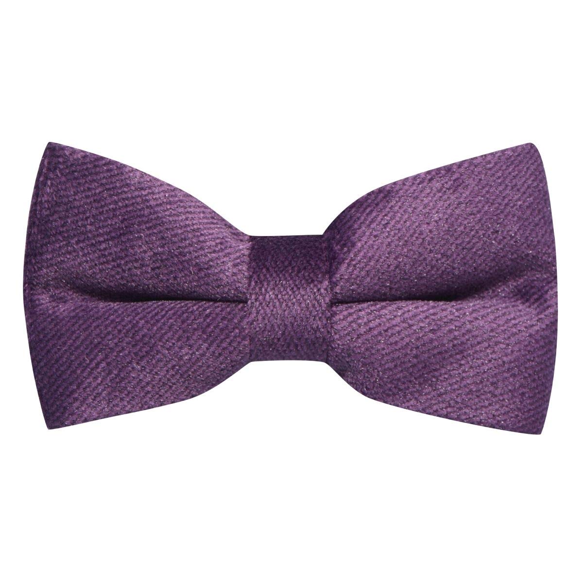King & Priory Luxury Deep Purple Textured Velvet Bow Tie