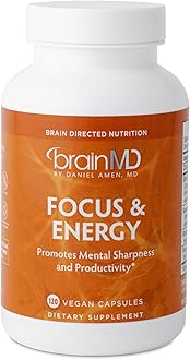 BRAINMD Dr Amen Focus & Energy - 120 Capsules, Pack of 2 - Promotes Concentration & Attention - Caffeine Free, Gluten Free - 60 Total Servings