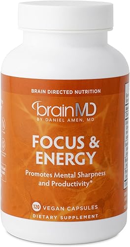 Dr. Amen BrainMD Focus & Energy - 120 cápsulas - Refuerzo de resistencia mental, promueve la concentración y la atención, apoya una respuesta