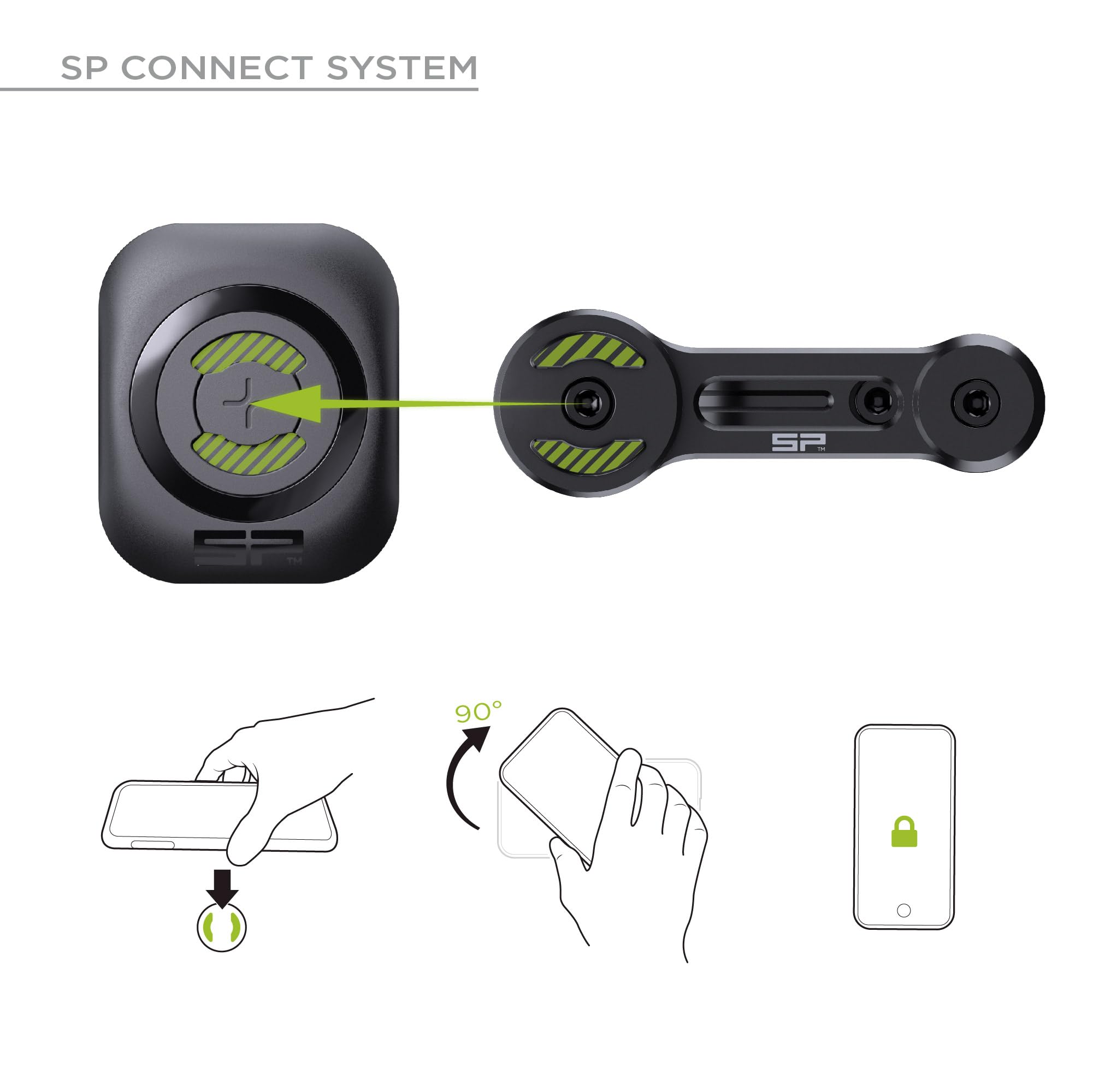 SP Connect Supporto Universale per Cellulare da Motociclette e Motorini - Blocco a Rotazione Brevettato - Forte Presa a Morsetto - Adatto a Manubri Standard e Grandi - Accessori da Motociclismo.