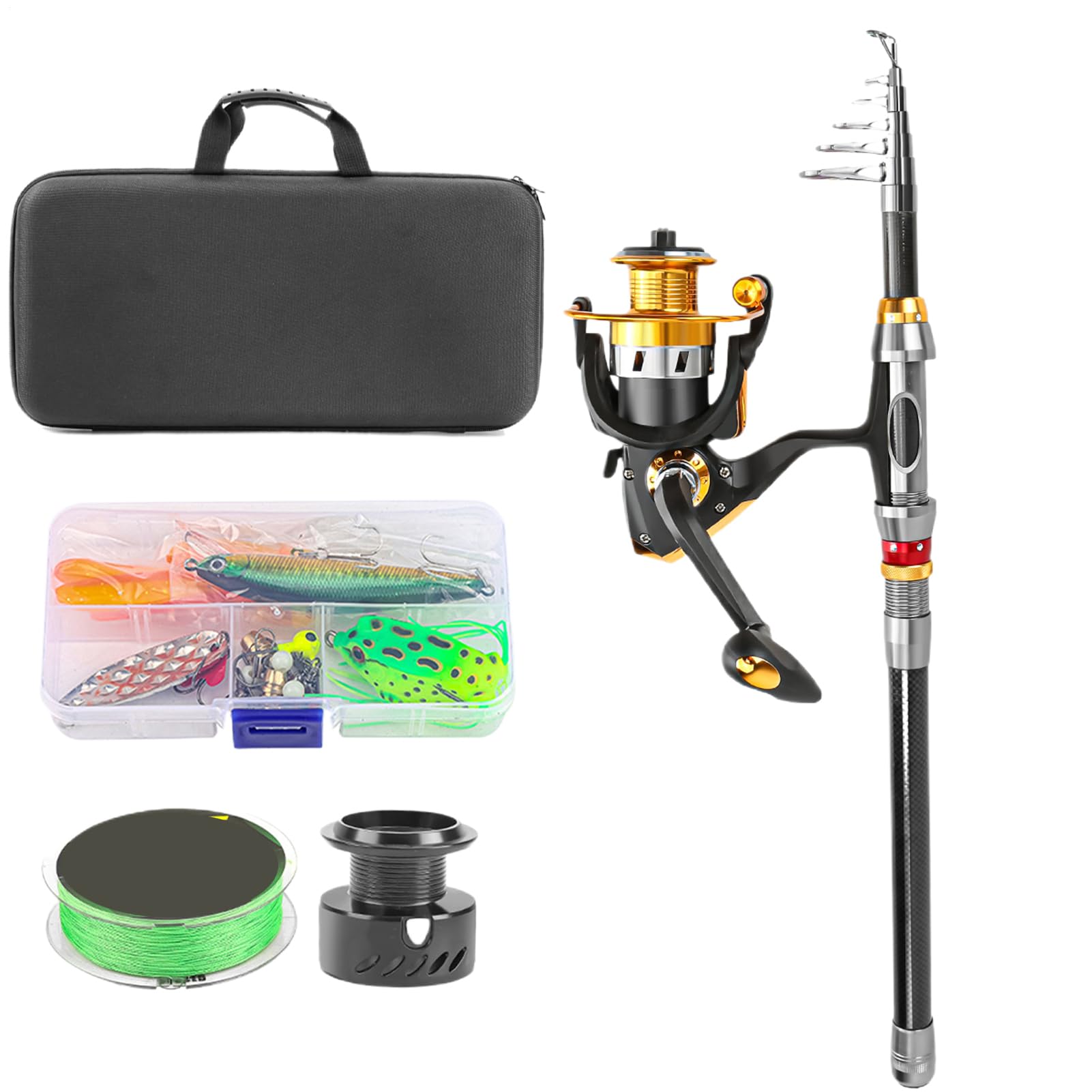 Canna da pesca combinata con mulinello, design leggero per escursioni di pesca, attrezzatura da pesca a mosca per campeggio, barca, pesca, fiume, kayak, ponte, backpacking, lago