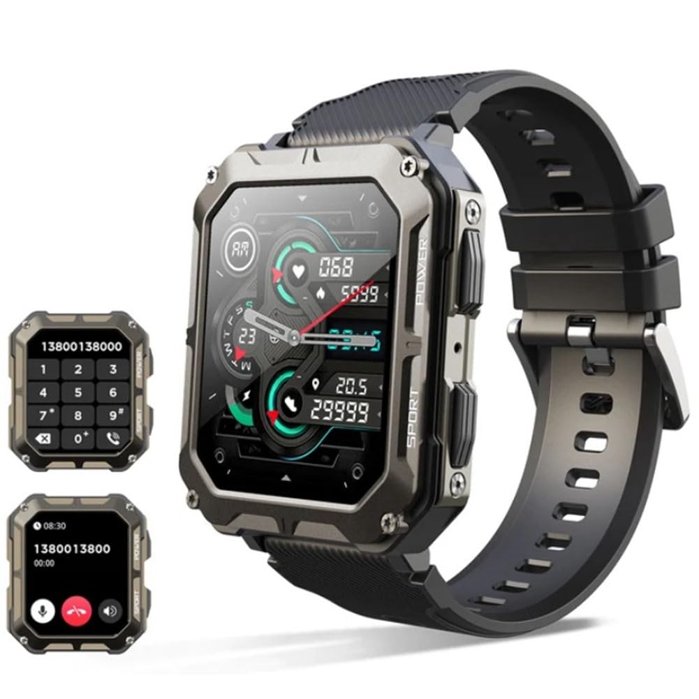 C20 Pro Watch Voice Assistant BT Wireless Call Business Outdoor Sports IP68 Orologio Impermeabile per Android/IOS Facile da Usare Nero