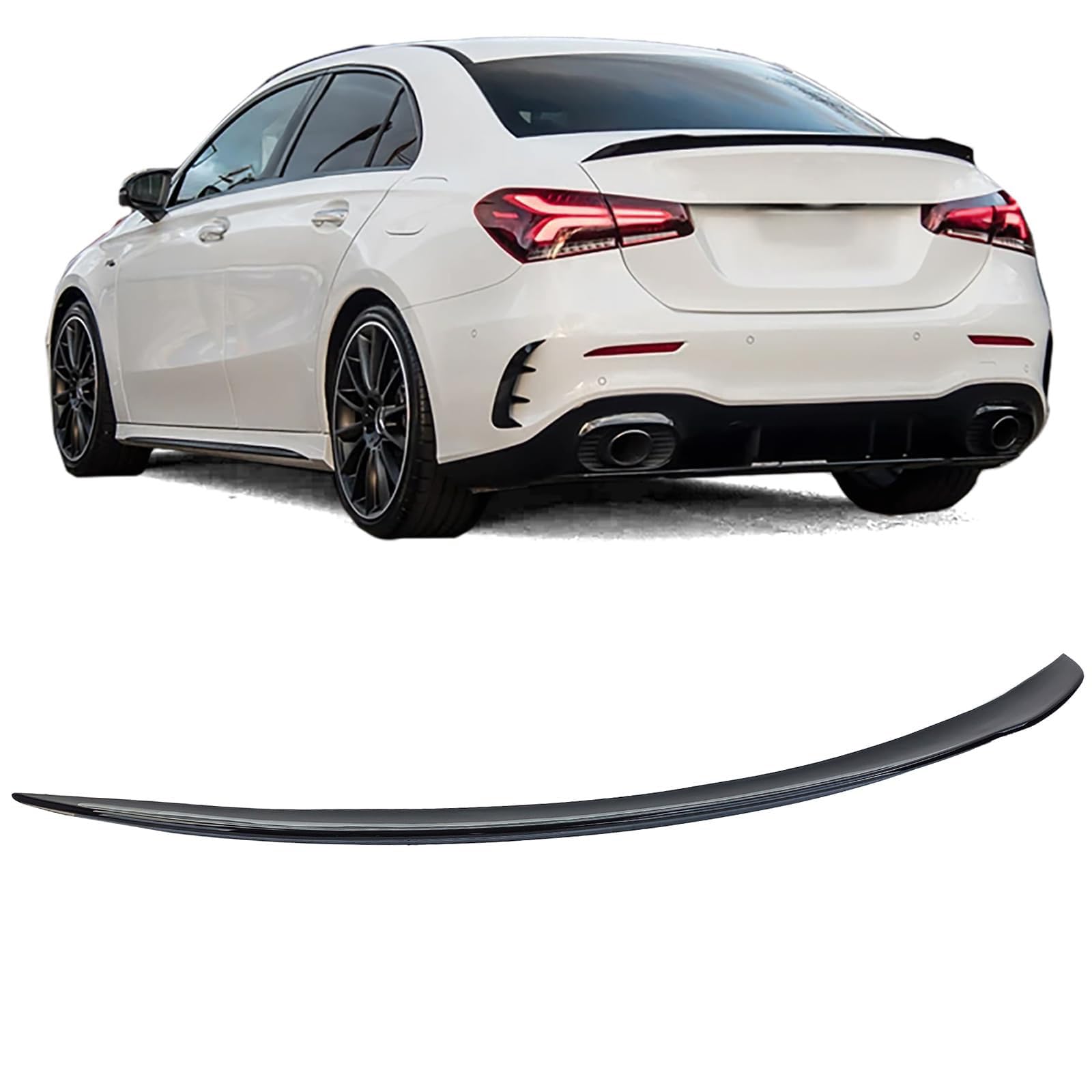 YPSQQHD Car Rear Spoiler Splitter, Rear Trunk Boot Lip Wing lid Spoiler ABS Exterior Accessories, Compatible with Mercedes V177 Saloon from 2018