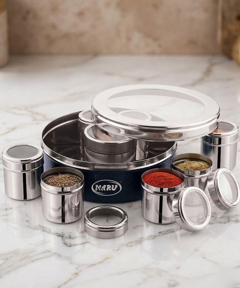 Amazon.com: MARU Stainless Steel 8 in Masala Dabba - Authentic