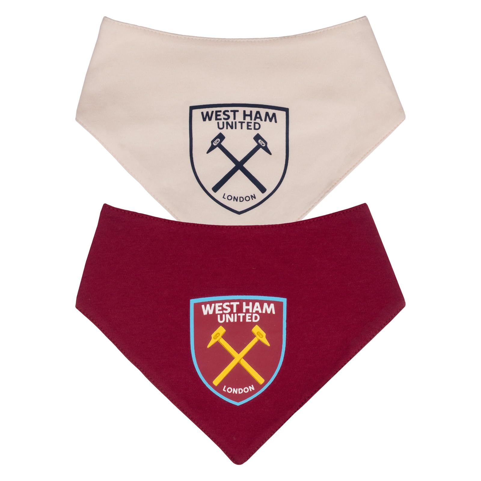 West Ham United Fc Baby Bandana Bibs 2Pk Official Football Claret One Size