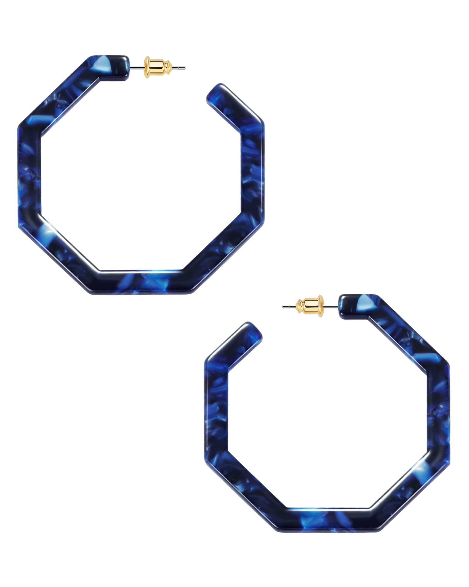 Wowshow Acrylic Resin Hoop Earingset For Women Statement Fashion Geometric Octagon Earrings, Metal : Buy Online At Best Price In KSA - Souq Is Now