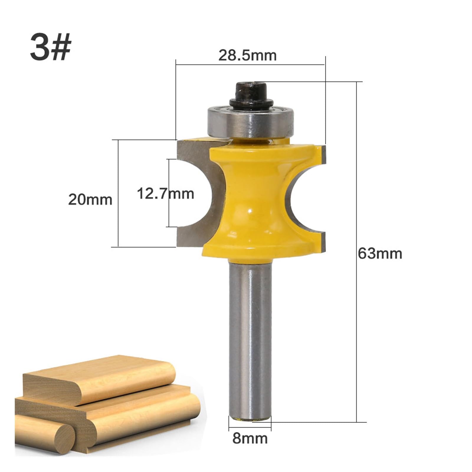 5 sztuk 8mm z końcówką trzpieniową Bullnose frez do drewna Bit węglika wolframu Box Router Bit frez do drewna