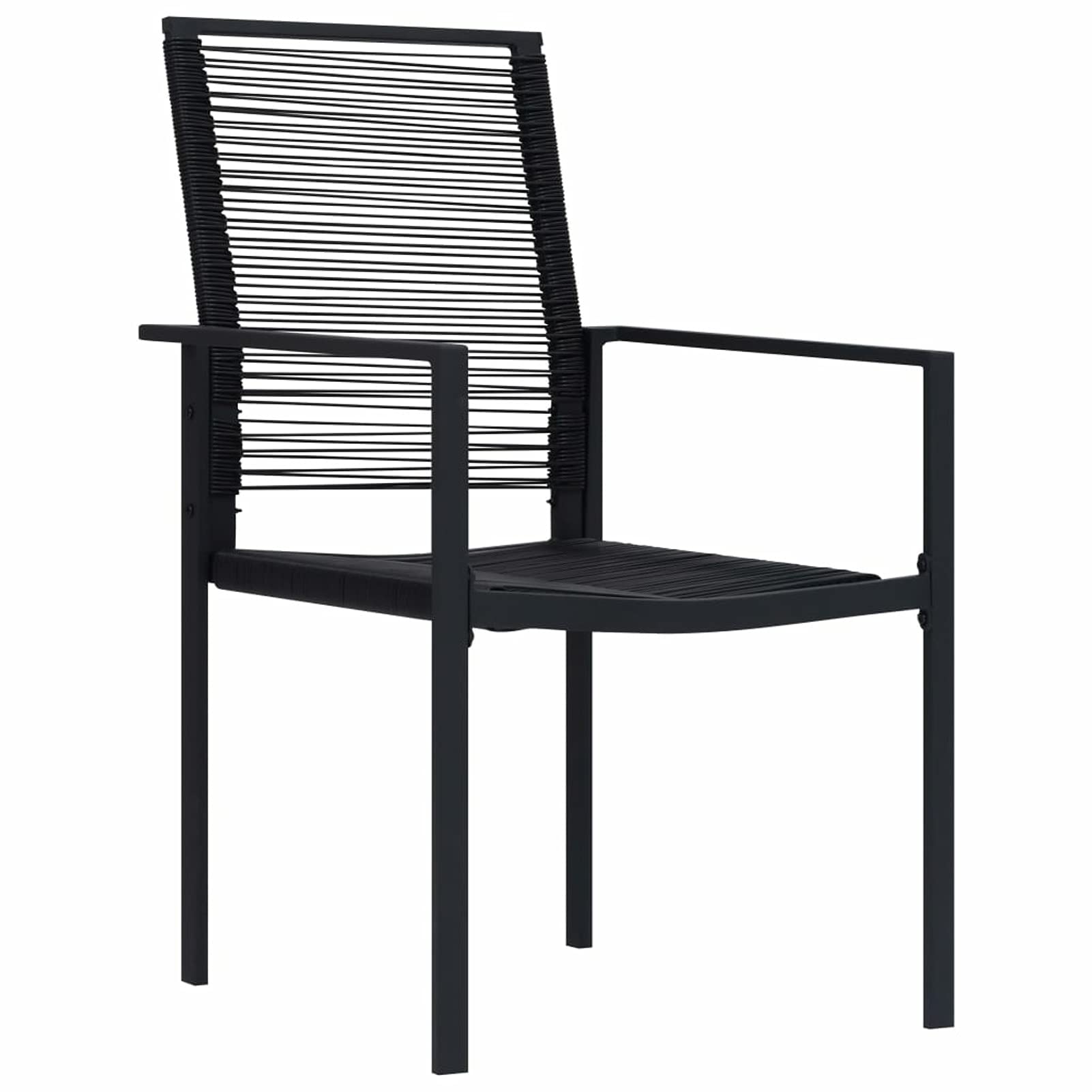Juego de Comedor para Jardín de 5 Piezas con Mesa de Vidrio y Sillas de Ratán de PVC - Negro