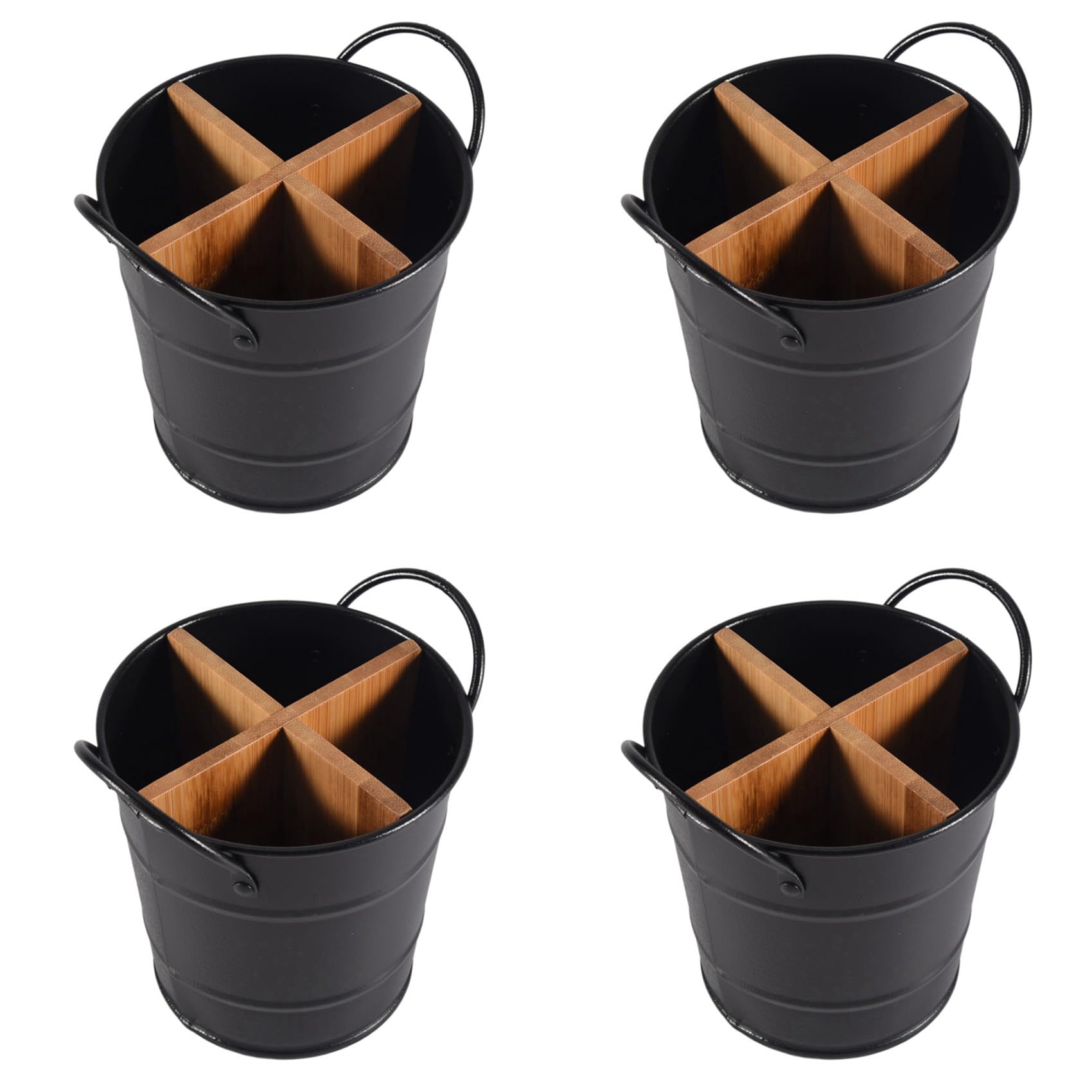 Hndhbfgrt Black 4X Kitchen Cutlery Organizer Knife Stand Storage Holder Separate Spoon Fork Chopstick Kitchenware Bucket
