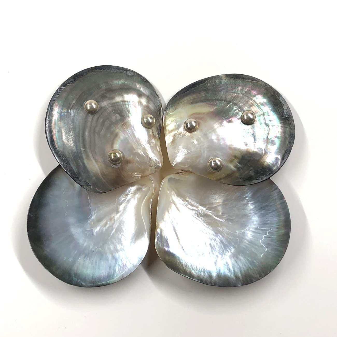 HH&A SET 4 MOTHER OF PEARL DISHES FROM VIETNAM_CAVIAR, FINGER FOODS, CANAPE, ,TART CAKES HOLDER (BLACK)