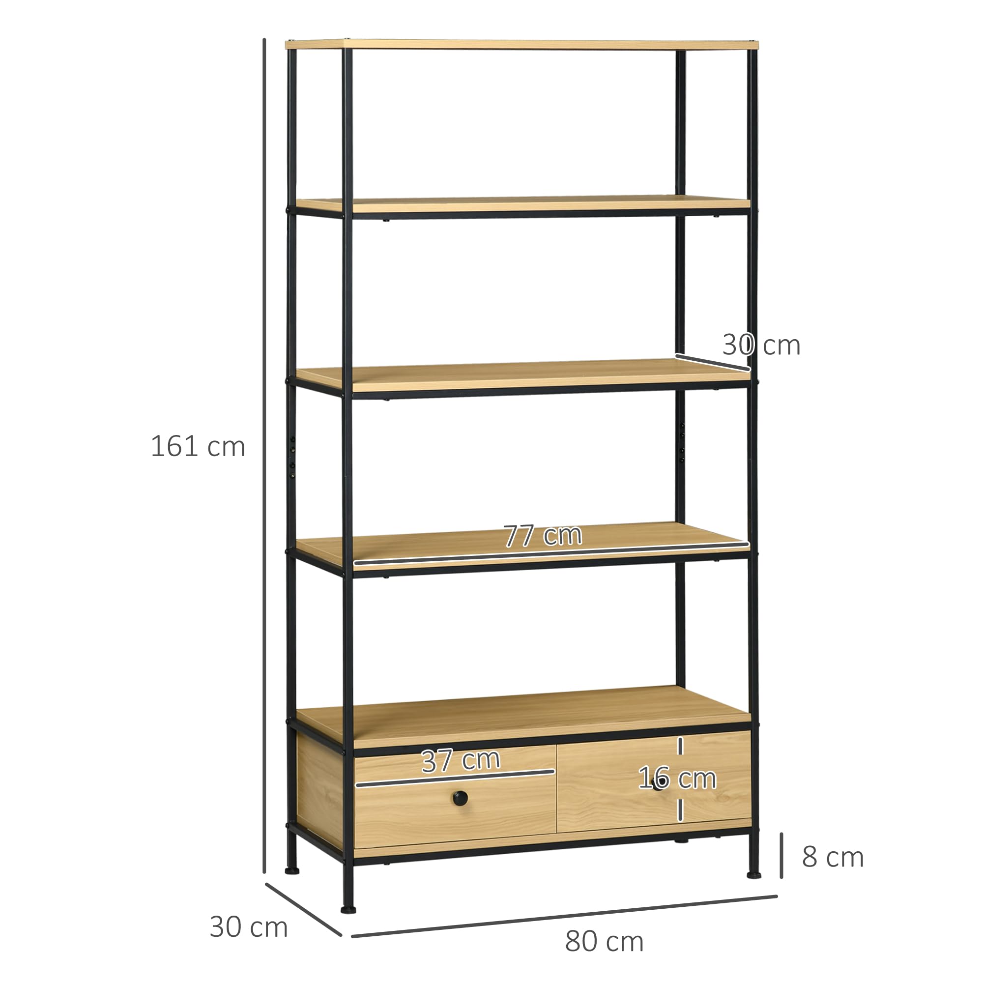 Libreria Industriale HOMCOM Con Ante Scorrevoli - 5 Ripiani Per Soggiorno E Ufficio - Foto 5