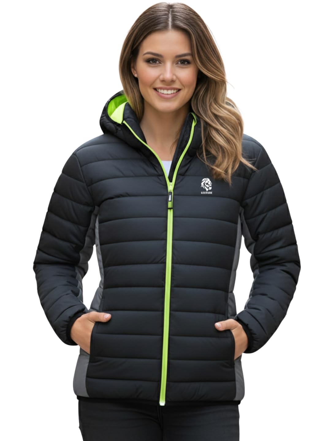 DressBerry Women Loose Fit Jacket Puffer Winter Bomber Jacket|Stylish Jacket| Casual Hoody Jacket in neutral