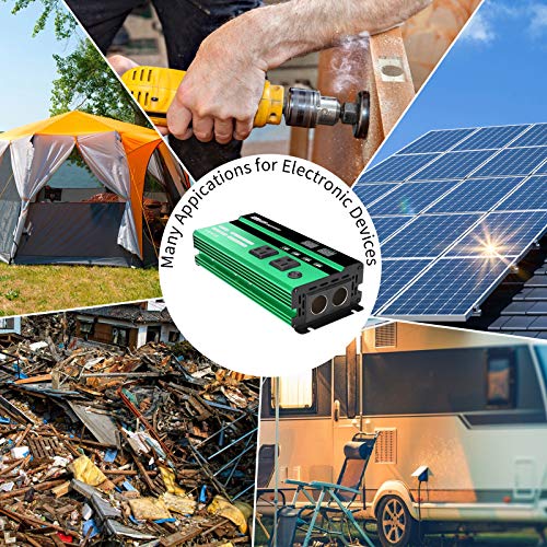 Power Car Inverter 600W DC 12V to AC 110V Power Converter with LED Display,Cigarette Lighter,2 AC Outlets,Fast Charging USB Port Car Charger for Smart Phone,Laptop,Vehicle,Camera in Camp, Emergency