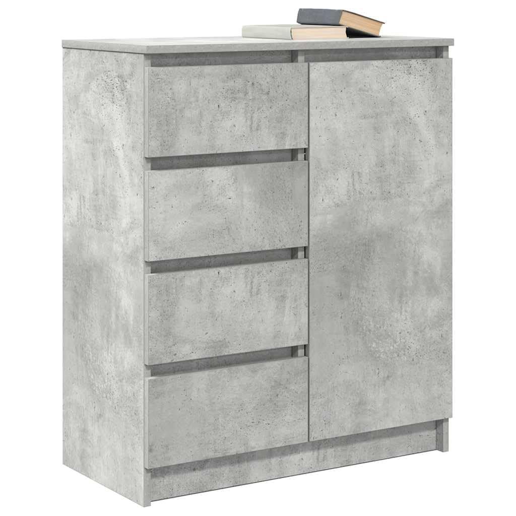 Credenza con 4 cassetti, grigio cemento, 71 x 35 x 84 cm
