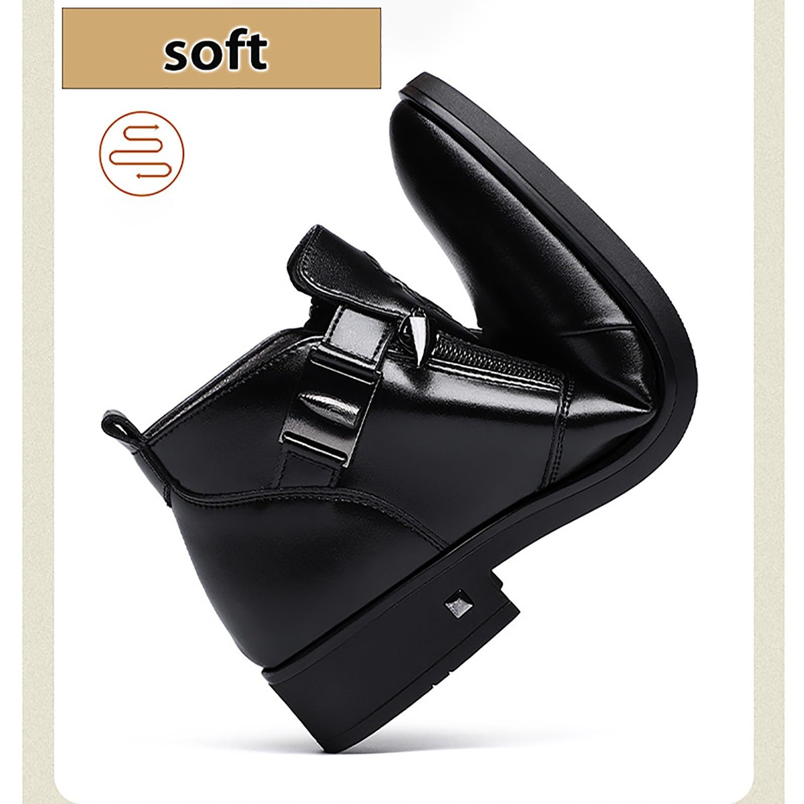 Scarpe da Uomo Autunno Inverno Nuove Business Alte in Calda Pelle di Cotone con Zip Laterale, vestibilità Comoda for Occasioni D'ufficio, Scarpe Casual Eleganti for Gentiluomini
