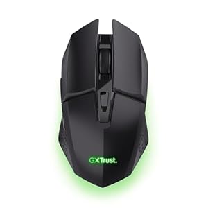 GXTrust 1108 Vylax Wiederaufladbare Kabellose Gaming Maus, 80 Stunden Akkulaufzeit, Verstaubarer USB Empfänger, 800-4800 DPI, LED Beleuchtung, 6 Tasten, Wireless Mouse für PC Laptop, Schwarz