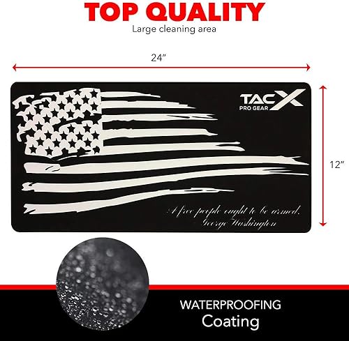 Miniatura 3 de Alfombrilla de limpieza de pistola | 12 x 24 pulgadas | Bandera de Estados Unidos desgastada 2A | Acolchado antideslizante de 0.118 in | Almohadilla