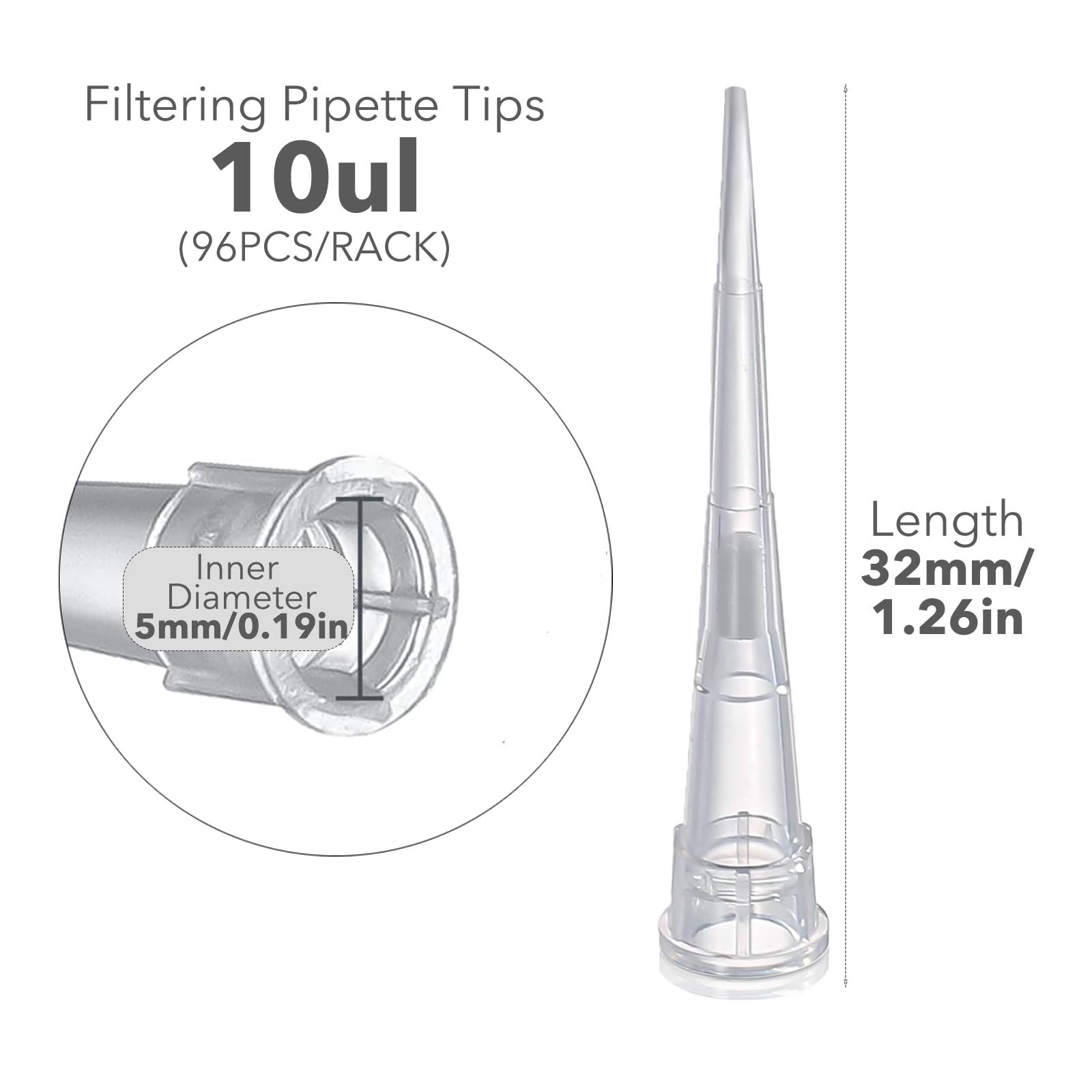 Estresen 10ul Filter Pipette Tips 96Pcs x 4Racks, RNase DNase Free, Pryogen Safe, Universal MicroPipette Tips with Filter, Filtering Tips for Pipettor