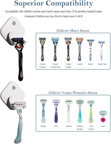 Miniatura 3 de Soporte de maquinilla de afeitar para pared de ducha, colgador autoadhesivo más fuerte que la ventosa, gancho de plástico rígido para hombres