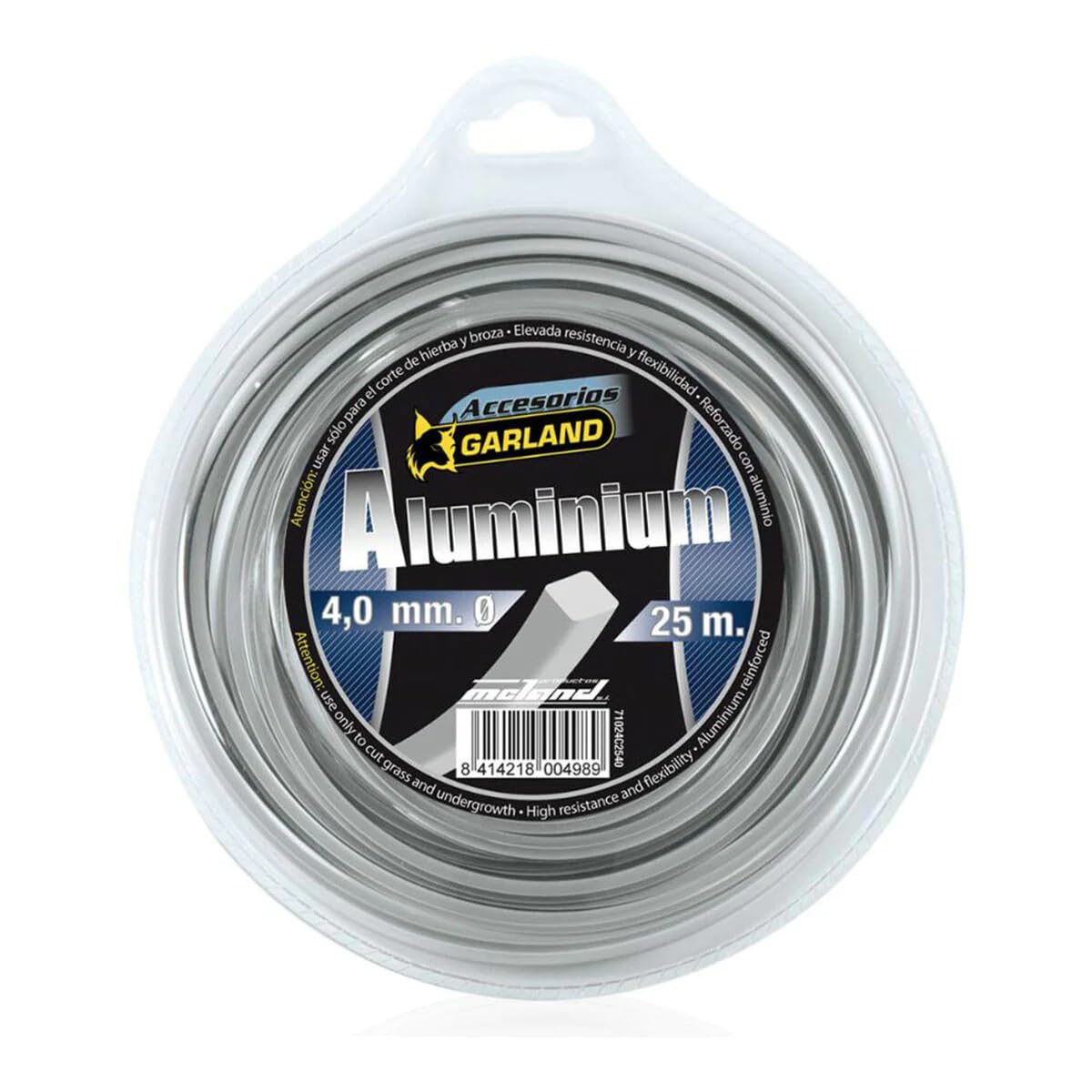 Garland 71024C2540 - Dispensador nylon “aluminiun” cuadrado con partículas de aluminio 25 m./4,0 mm. Ø para Desbrozadora