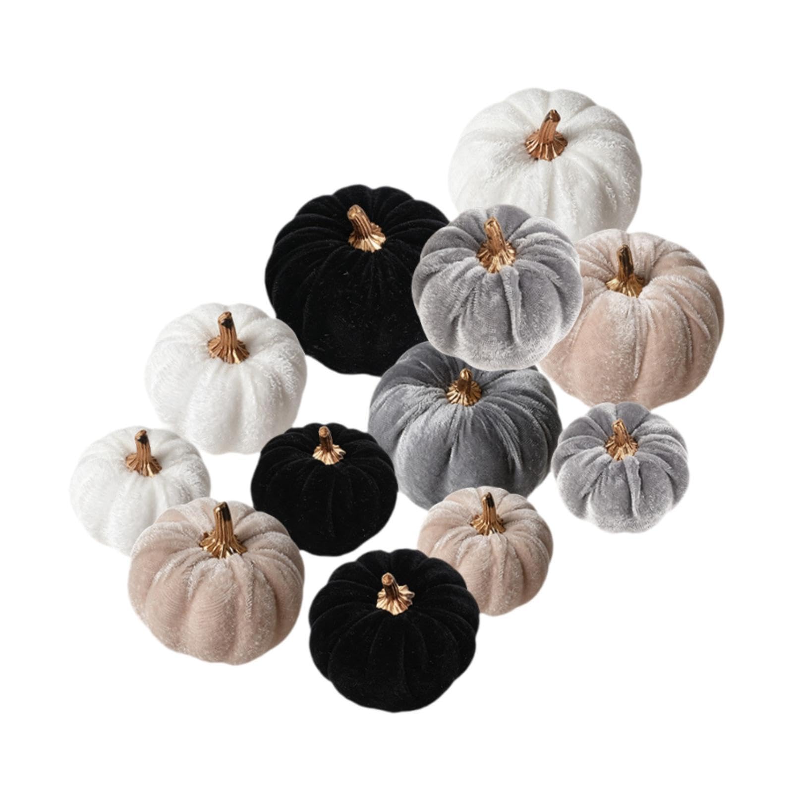 Calabazas Artificiales de Terciopelo Qianly, juego de 12 piezas suaves para decoración otoñal
