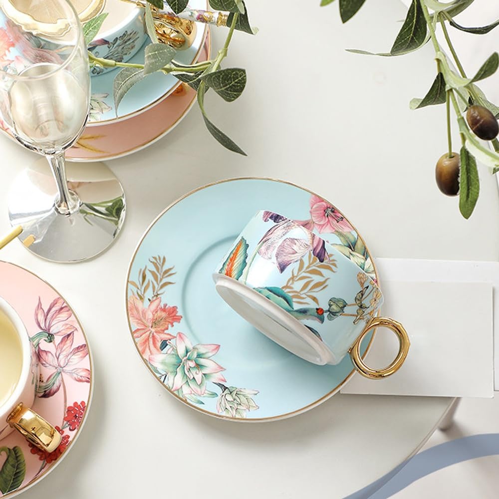 Tazas de café y tazas de café expreso, juego de 4 tazas de café y platillo apilables, juego de tazas de té de cerámica