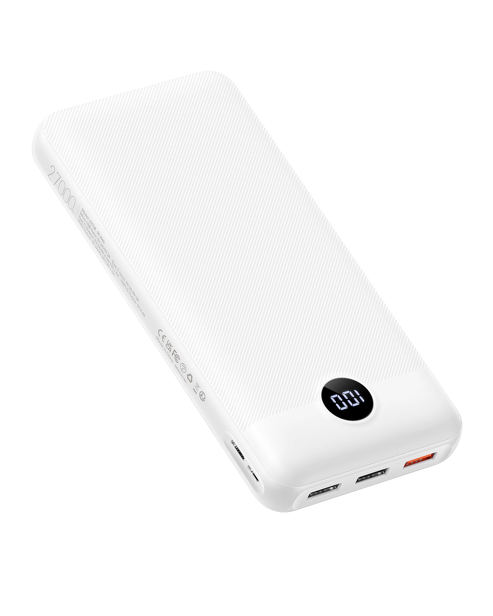 VEGER Power Bank 27000mAh, PD 20W Ricarica Rapida Caricatore Portatile, 4 Uscite e 2 Ingressi Batteria Esterna con LED Display Compatibile con iPhone/iPad/Android