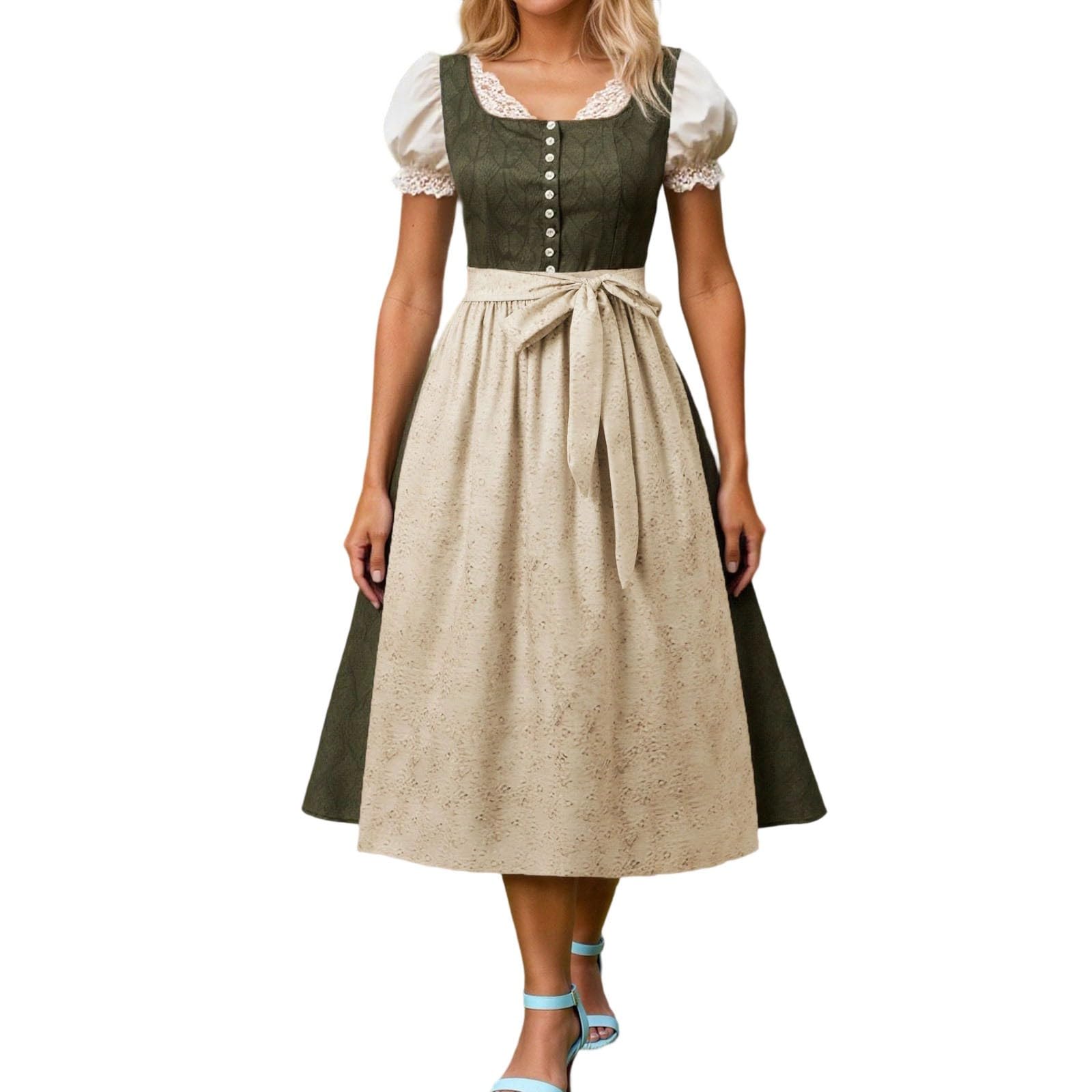 Oktoberfest Costumes Women German Dirndl Dresses Plus Size Traditional Bavarian Costume Beer Girl Maid Plaid Apron Fancy Dress Carnival Halloween Party Cosplay Role Play Dirndl Dress Checked Outfits