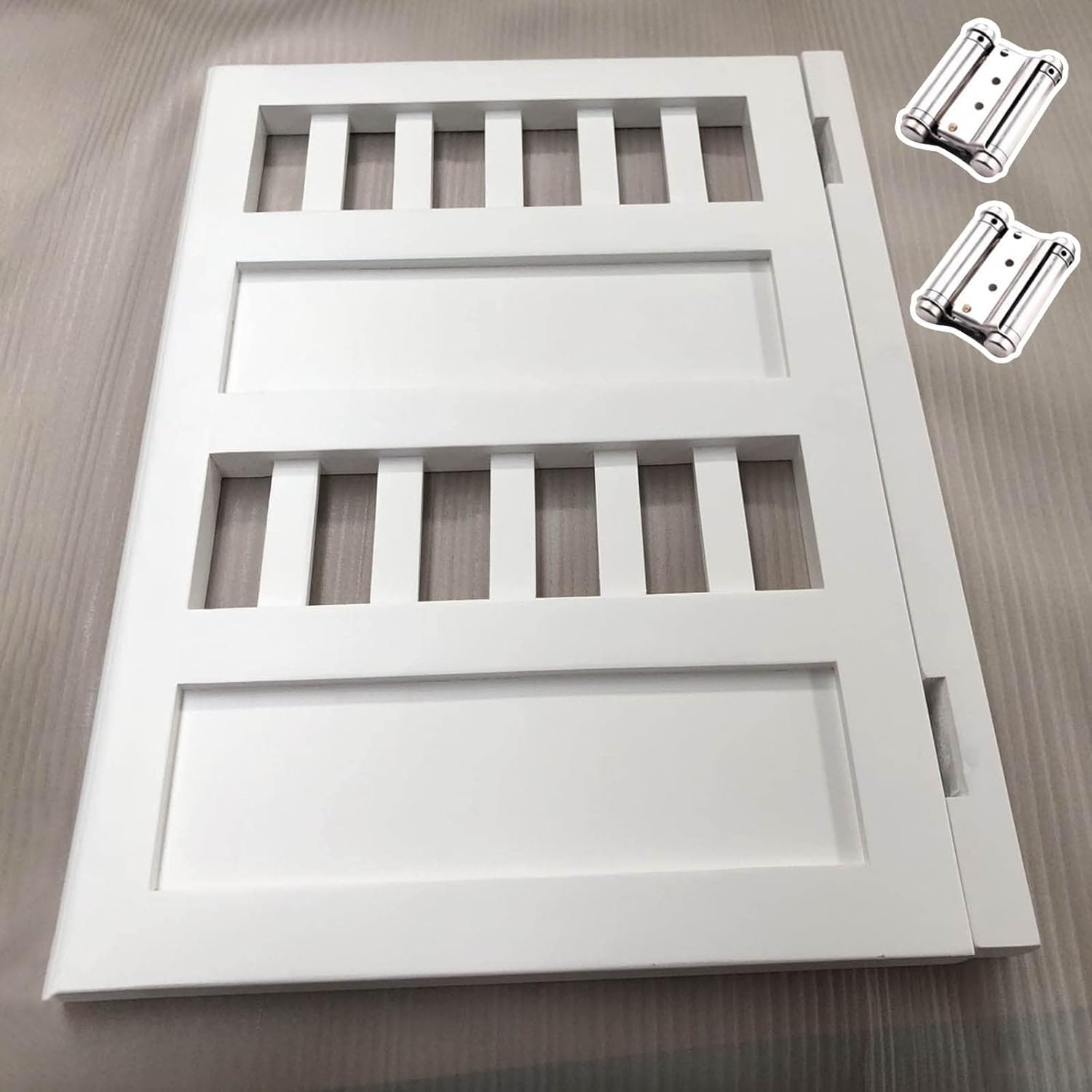 HHOZsafety Single Swinging, White Cafe Including Auto Close Hinge, Half Waist, Hollowed Out Fence Gate Butler Doors(W70xH90cm(27 1/2" x35 3/8"))