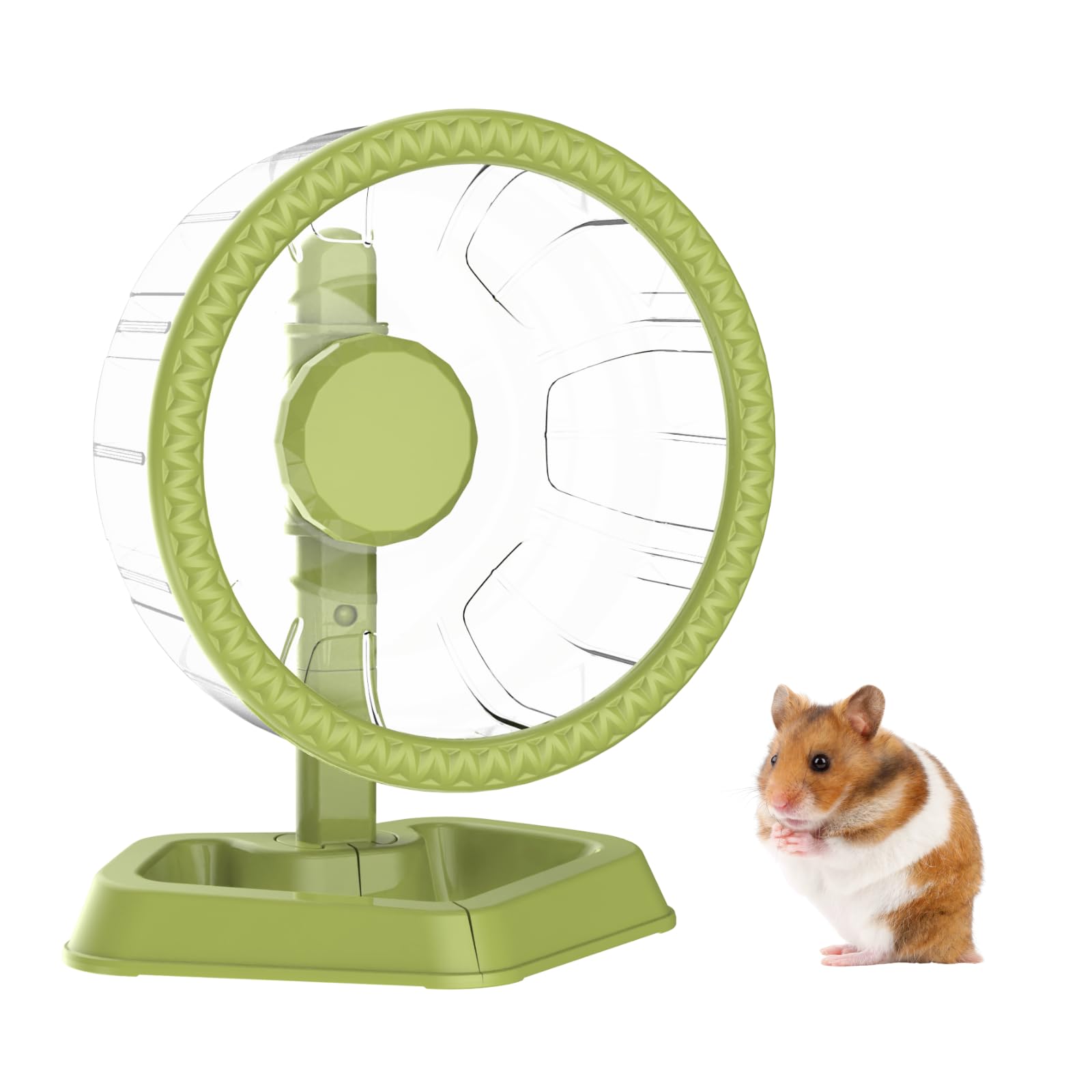 Hamster Laufräder, Leises Spinner Hamster Laufrad mit verstellbarem Gestell für kleine Tiere Syrische, ZwergHamster, Rennmäuse und Mäuse (Grün, Mittler (19.5cm))