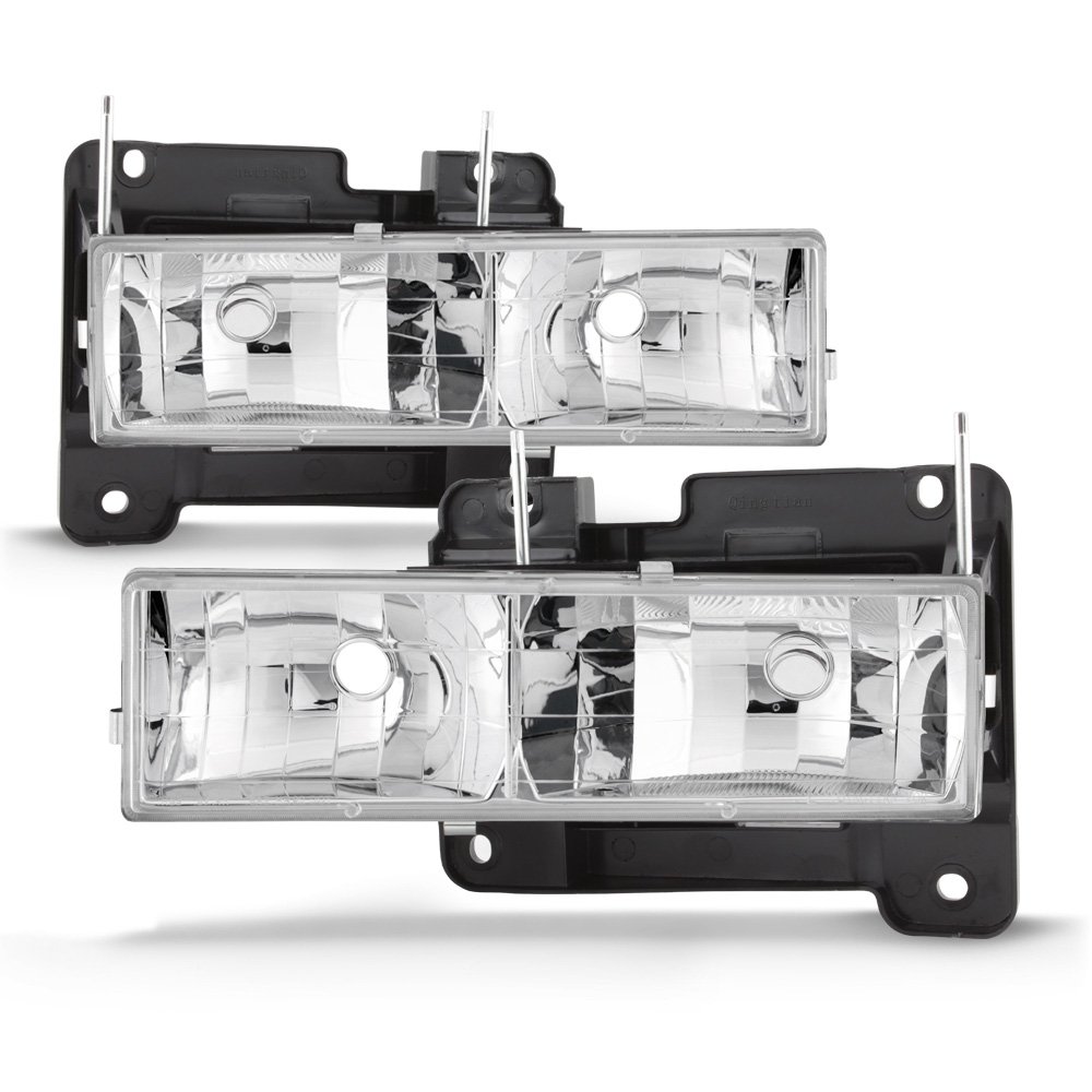 ACANII - Compatible For 1988-1998 C10 C/K Silverado Tahoe Suburban Yukon Sierra Chrome Headlights Headlamps Driver + Passenger Side