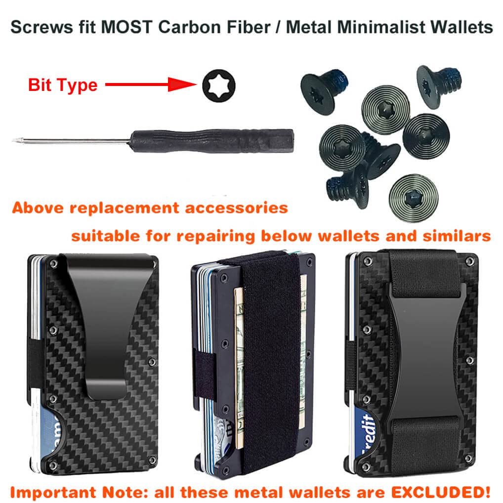 Wallet Replacement Screws Screwdriver Metal Clip for RFID Metal Wallet Repair Kit (Black Basic Set for Ridge Wallet)
