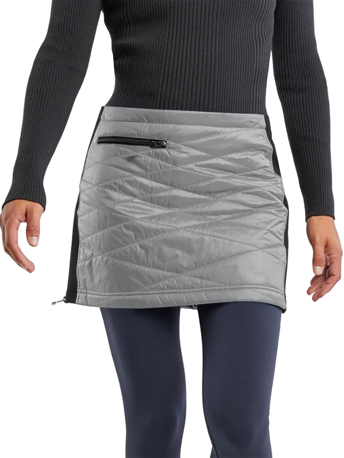 Fisoew Women's Puffer Quilted Skirts Winter Outdoor Zipper Insulated Skirts for Hiking Running Golf with Pockets