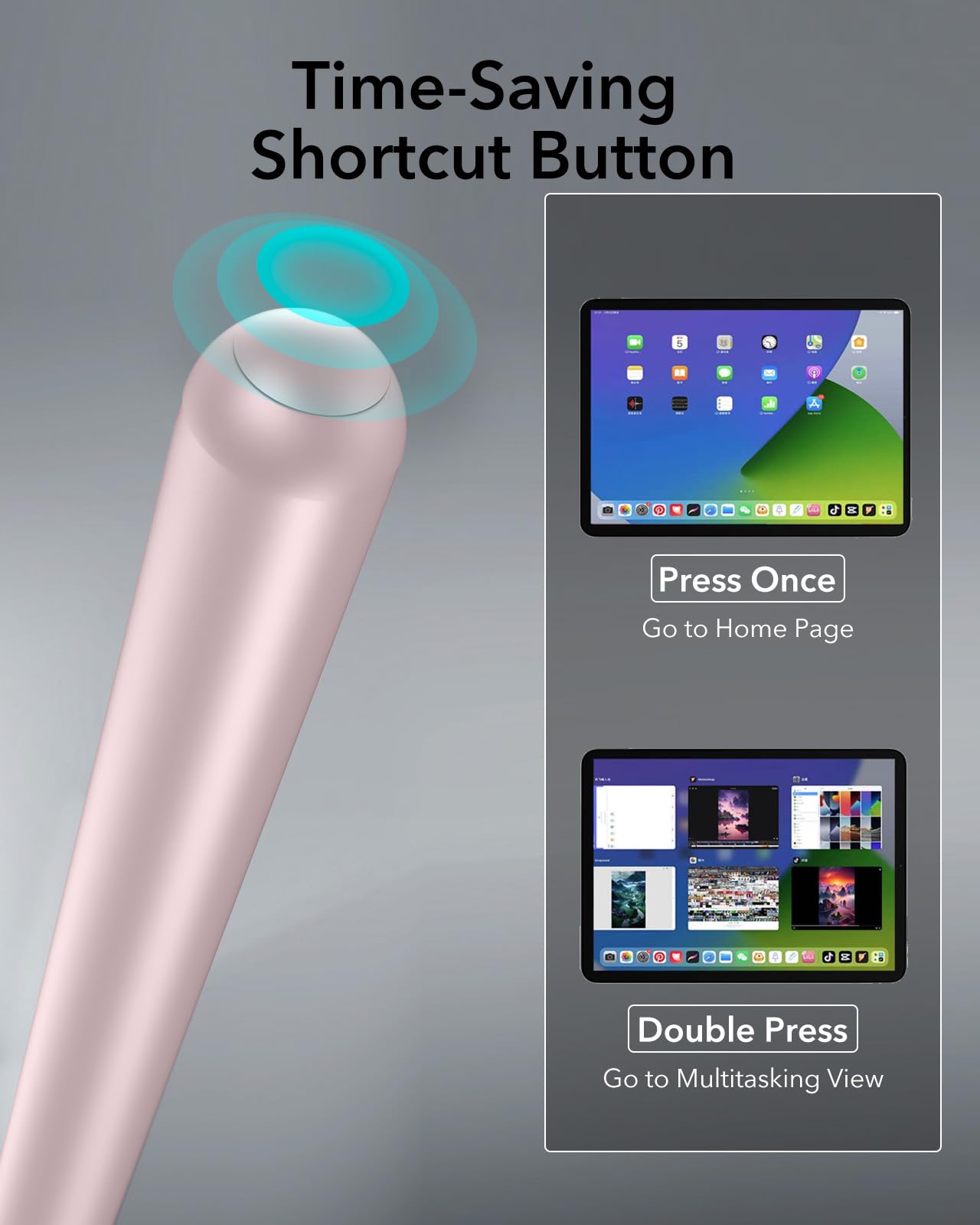 ESR Lápiz Digital para Apple Pencil 2a Generación, Lápiz iPad con Carga Inalámbrica Magnética, Sensible a la Inclinación, Rechazo de Palma para iPad Pro 12.9/11, iPad Air 5/4 y iPad Mini 6, Rosa