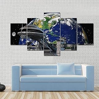 AAAKK Quadri Moderni Soggiorno - Stampe su Tela - Stazione Spaziale futuristica - Quadro Soggiorno - Immagine su Tela - Stampe Camera da Letto - Home Decor