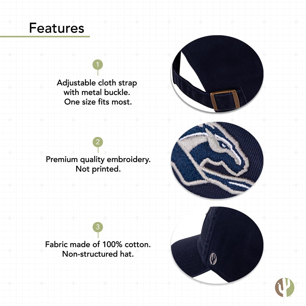 Desert Cactus Longwood University Baseball Cap - Adjustable LU Lancers Embroidered Hat In Blue - View #3