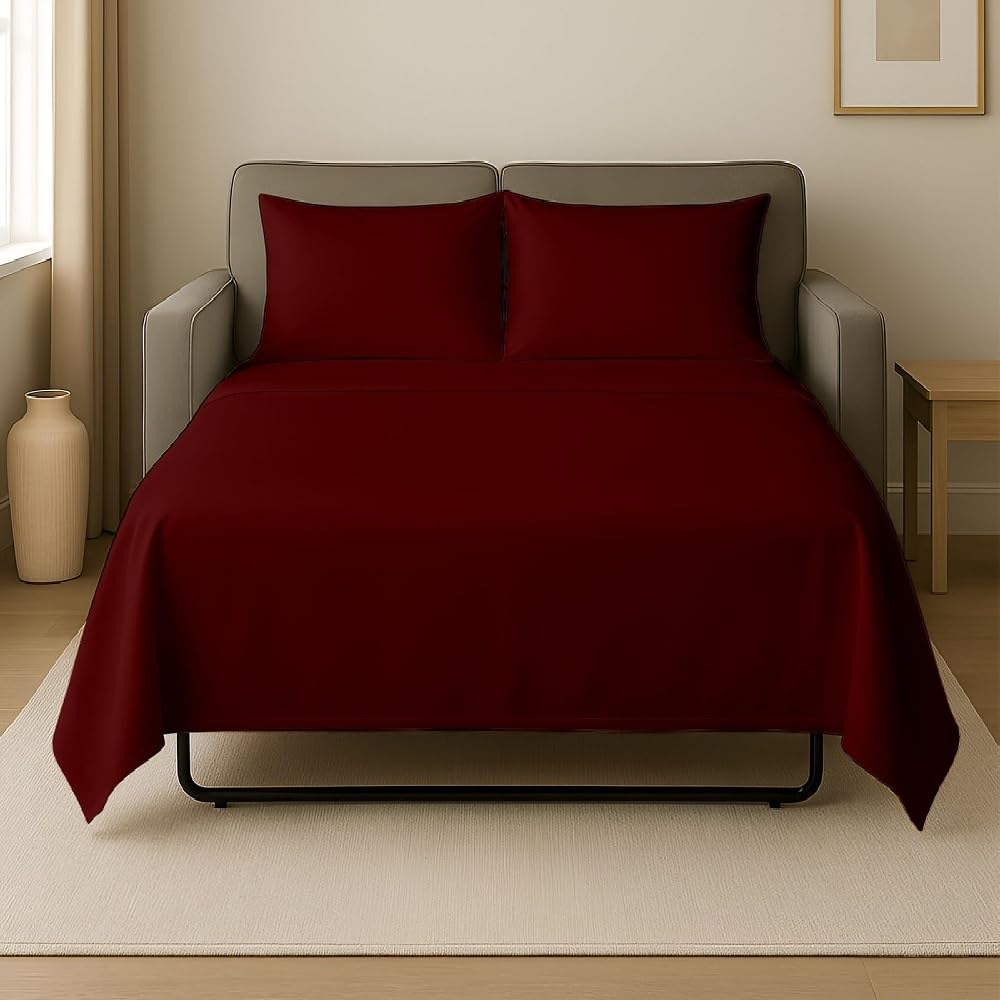 Cottingon 4 PCs Sleeper Sofa Queen Sheets 100 Brushed Microfiber Couch Sheets Easily Fits Upto 6 Deep Pull