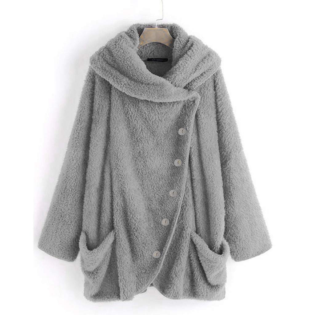 Coats for Womens, FORUU Fashion Women Button Fluffy Tail Tops Hooded Pullover Loose Sweater