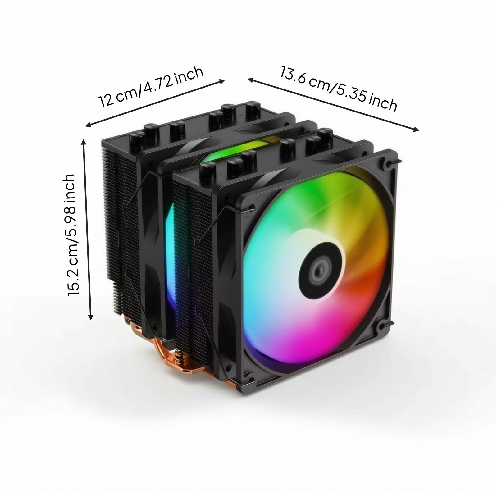 Refrigerador CPU Doble Torre Compacto Disipador Térmico CPU con Dos Ventiladores Antivibración Disipador con Dos Ventiladores para Jugadores, SE-55 ARGB Negro