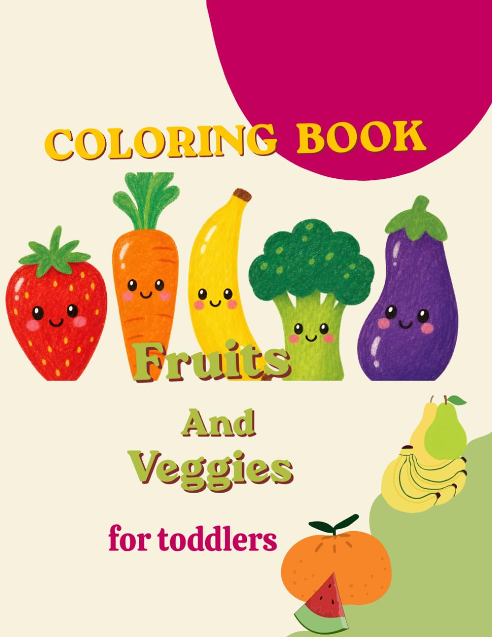 Coloring book fruits and veggies for toddlers