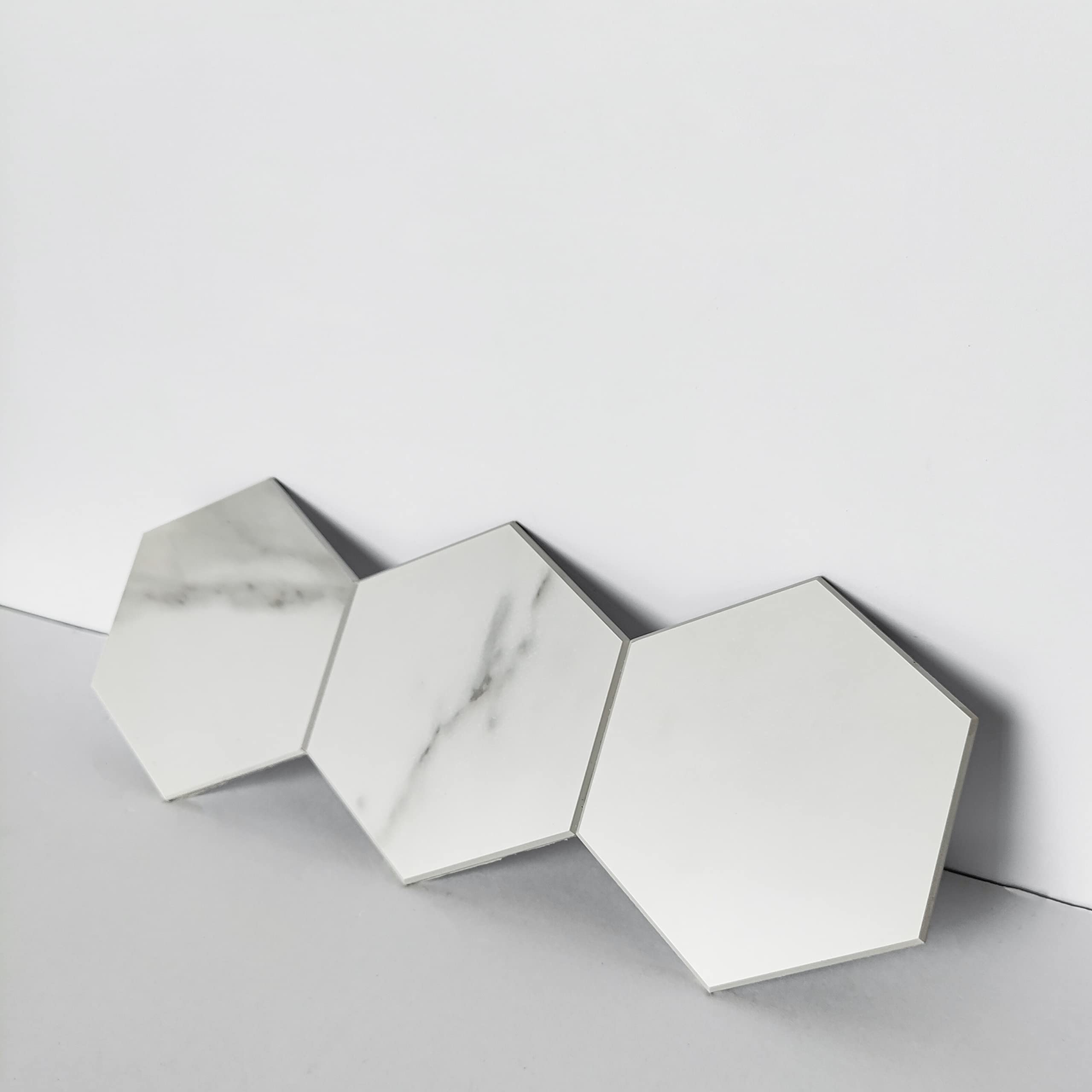Soft Tile Peel And Stick Backsplash (Hexagon Carrara Marble Grey White ) Vinyl Tile For Wall Backsplash – _decor - View #11